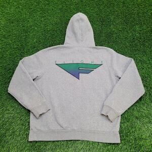 NIKE Flight Series Zip Hoodie Large 23x25 Gray Baggy
